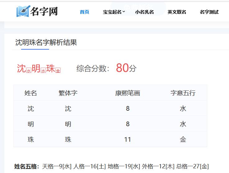 電視劇《四喜》女主沈明珠名字測試打分，解析~