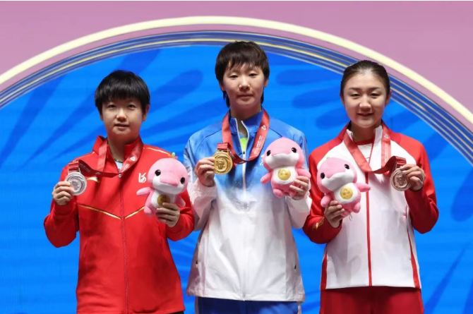 王曼昱孫穎莎陳夢登上領(lǐng)獎臺合影：王曼昱名字測試打分，解析!